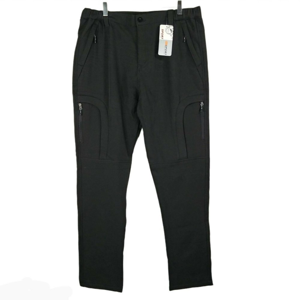 Winter Pants Fleece Lined Sports Black Pants Men's 36